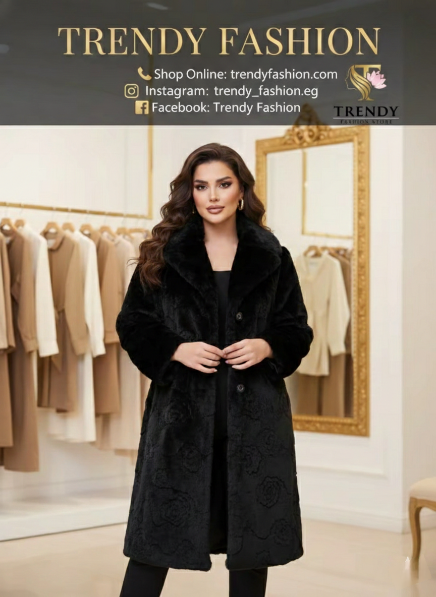 Luxury Rose-Embossed Winter Coat